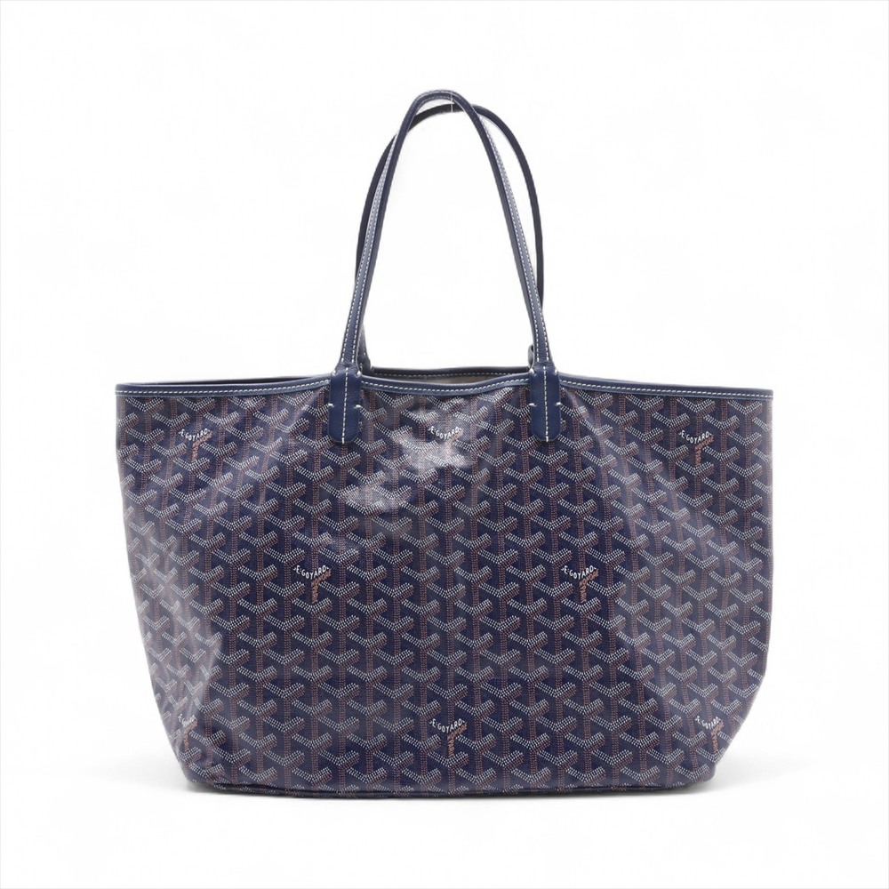 Goyard Saint Louis Leather Tote Bag Navy Blue